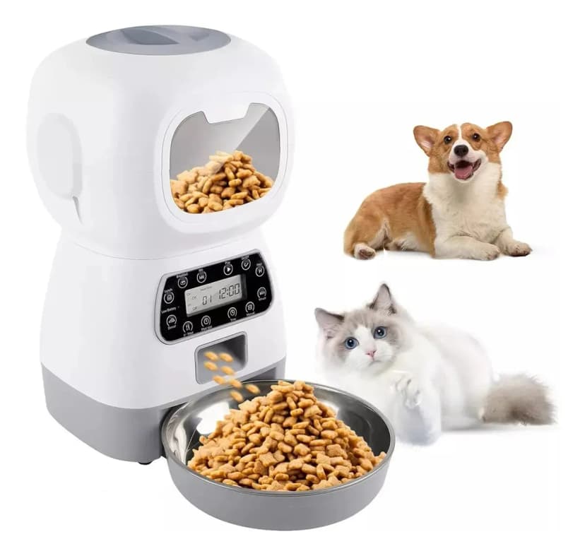 Dispensador Automático de Alimento 3,5 L con Temporizador y Grabación de Voz
