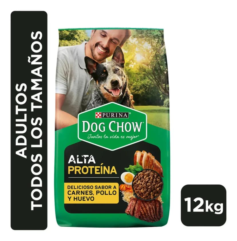 Dog Chow Adultos Alta Proteína todos los tamaños 12 kg