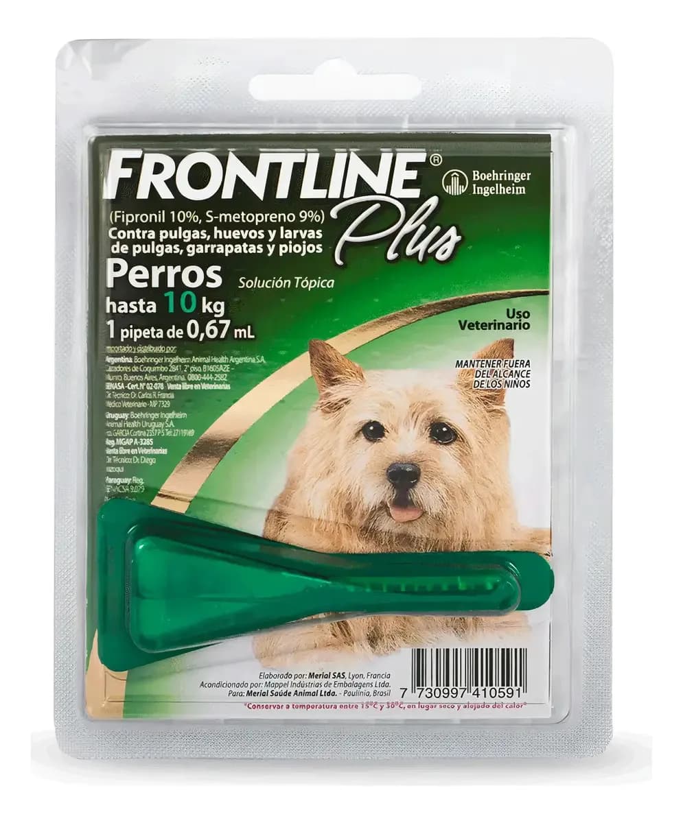 Frontline Plus Pipeta Antipulgas Perros 2 a 10 kg Garrapatas Piojos