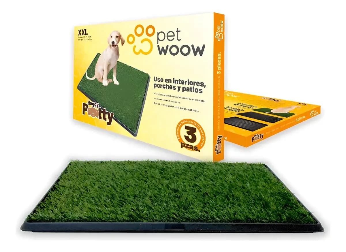 PetWoow Baño Ecológico Reutilizable XXL 75 x 50 cm con Césped Sintético
