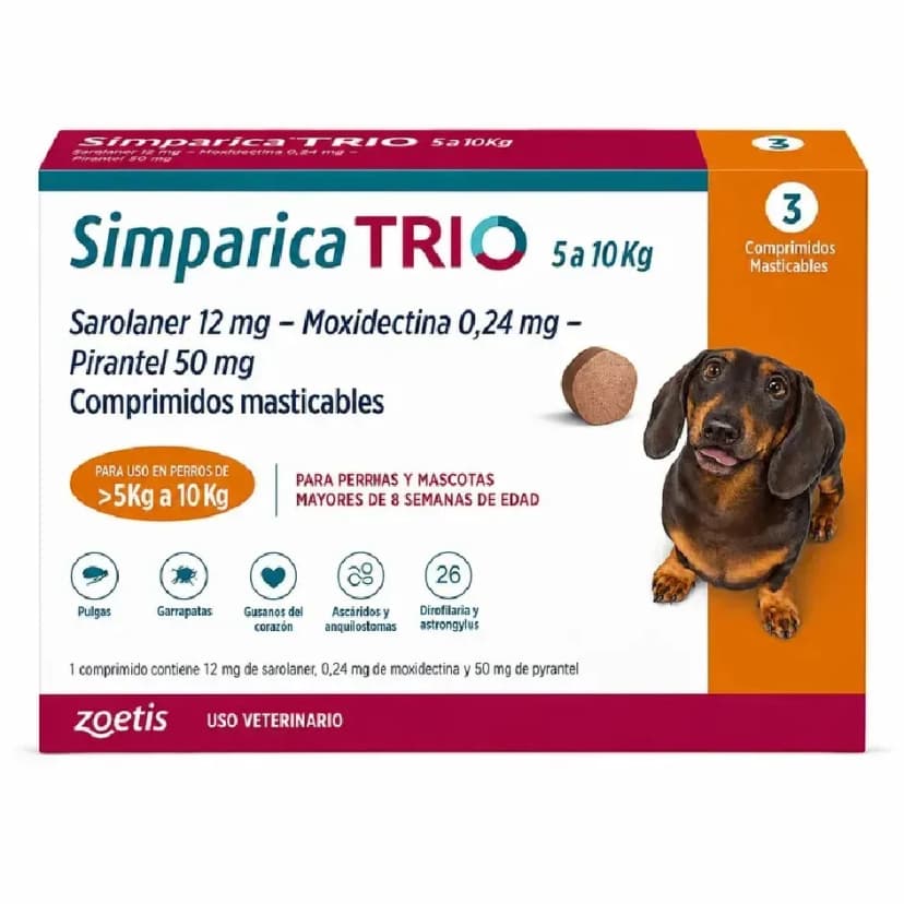 Simparica Trio perros de 5,1 a 10 kg (3 comprimidos)