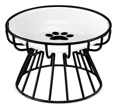 Plato Elevado Ceramica Estilo Europeo Para Perros Y Gatos Color Negro